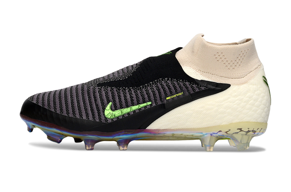 Kobe Bryant x Nike Phantom 6 HIGH Elite FG SE soccer cleats in black and phantom colors, designed for performance and style.