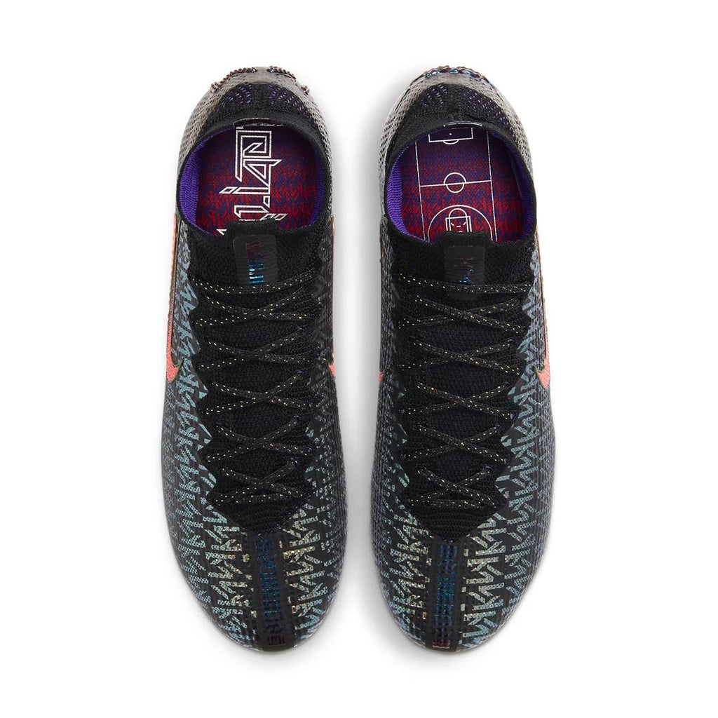 Kylian Mbappé x Nike Mercurial Superfly 7 Elite FG soccer cleats in vibrant design, featuring Nike branding and textured upper.