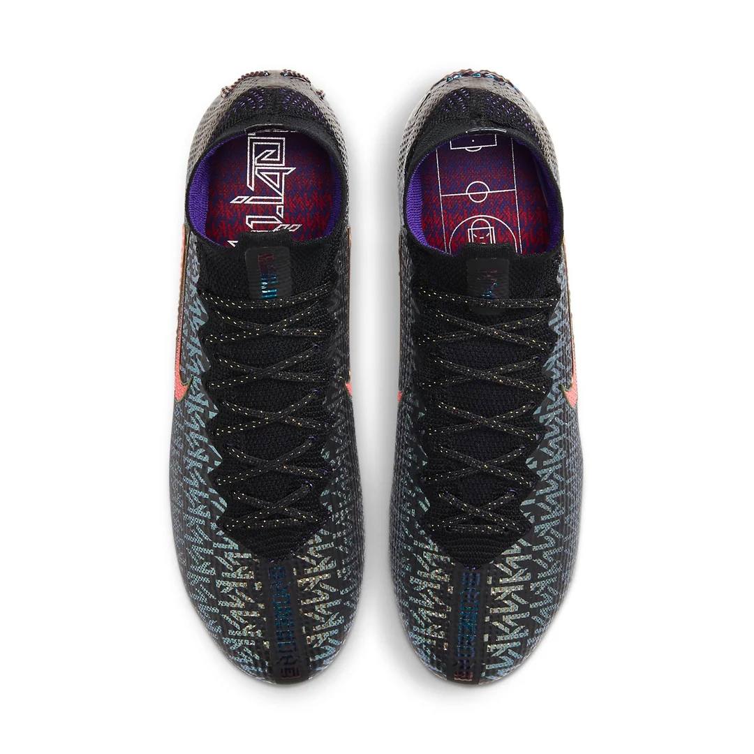 Kylian Mbappé x Nike Mercurial Superfly 7 Elite FG soccer cleats in vibrant design, featuring Nike branding and textured upper.