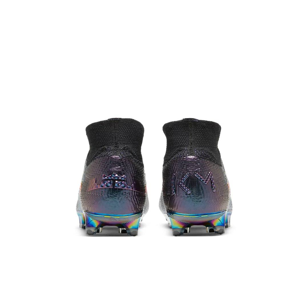 Kylian Mbappé x Nike Mercurial Superfly 7 Elite FG soccer cleats in vibrant design, featuring Nike branding and textured upper.