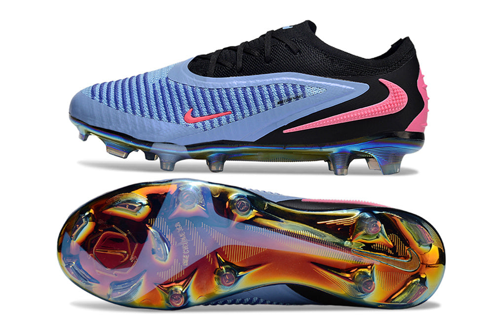 WorldClassCleats Phantom 6 GX III Elite FG35-4 soccer cleats with sleek black design and studded rubber sole for firm ground play.