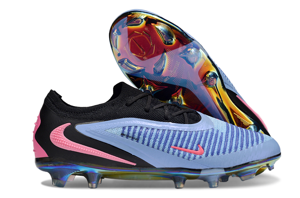 WorldClassCleats Phantom 6 GX III Elite FG35-4 soccer cleats in black with white accents, featuring studded outsole and synthetic upper.