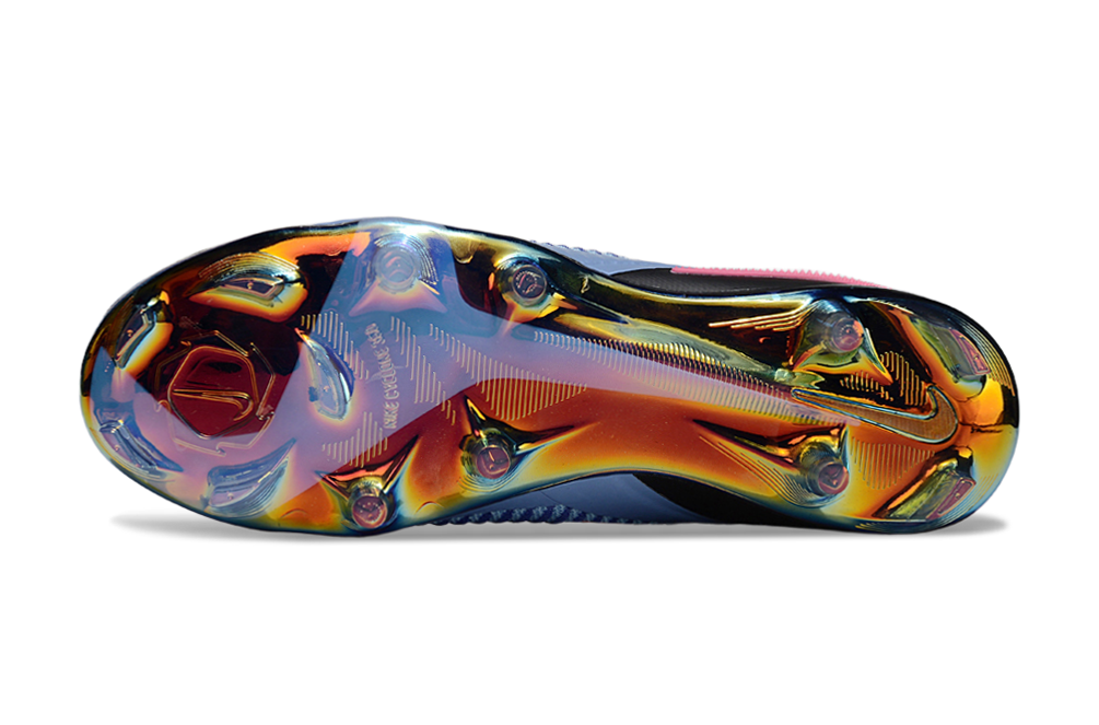 WorldClassCleats Phantom 6 GX III Elite FG35-4 soccer cleats with black and white design and textured outsole for grip
