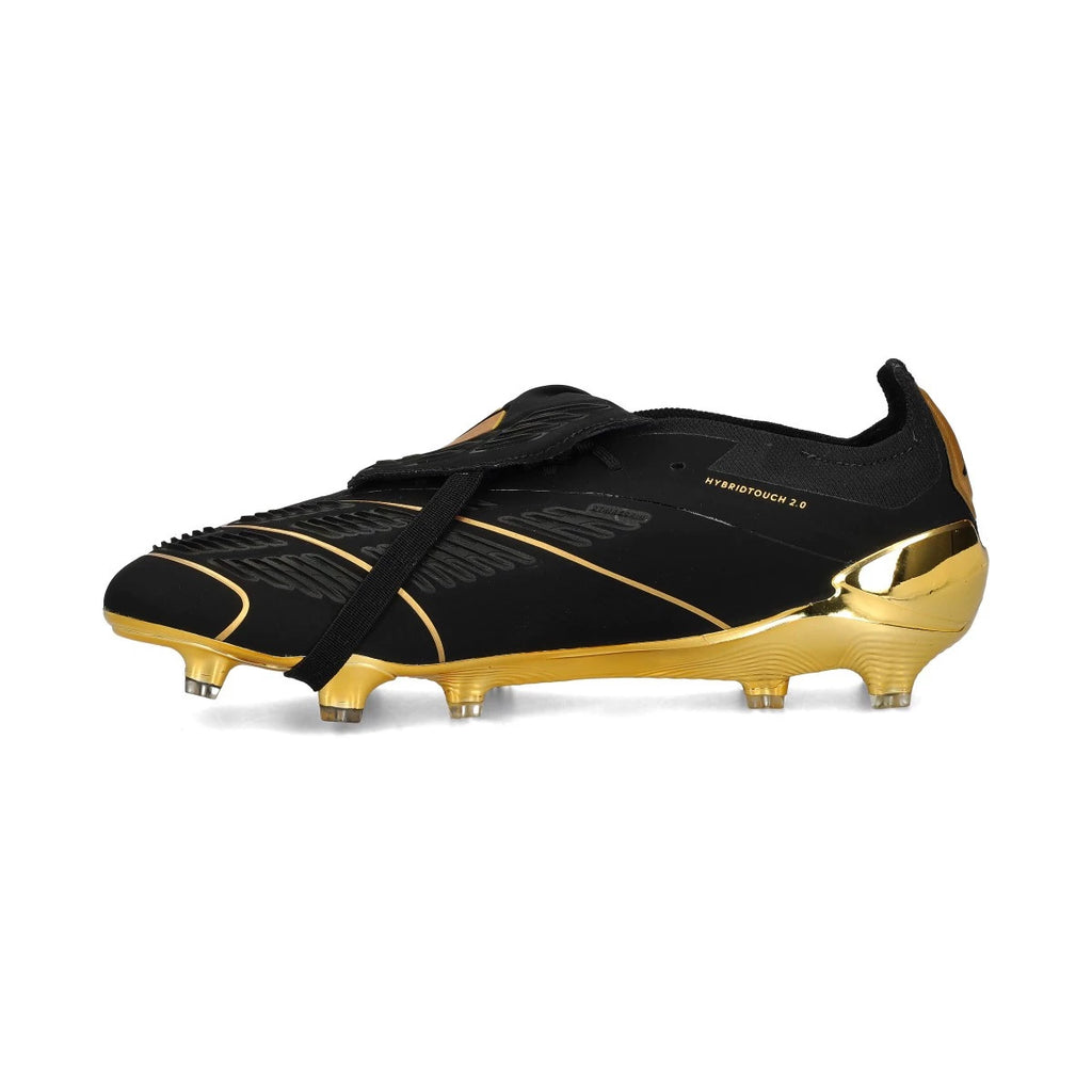Jude Bellingham x adidas Predator Elite FT FG soccer cleats in black and gold, featuring a sleek design and textured upper.