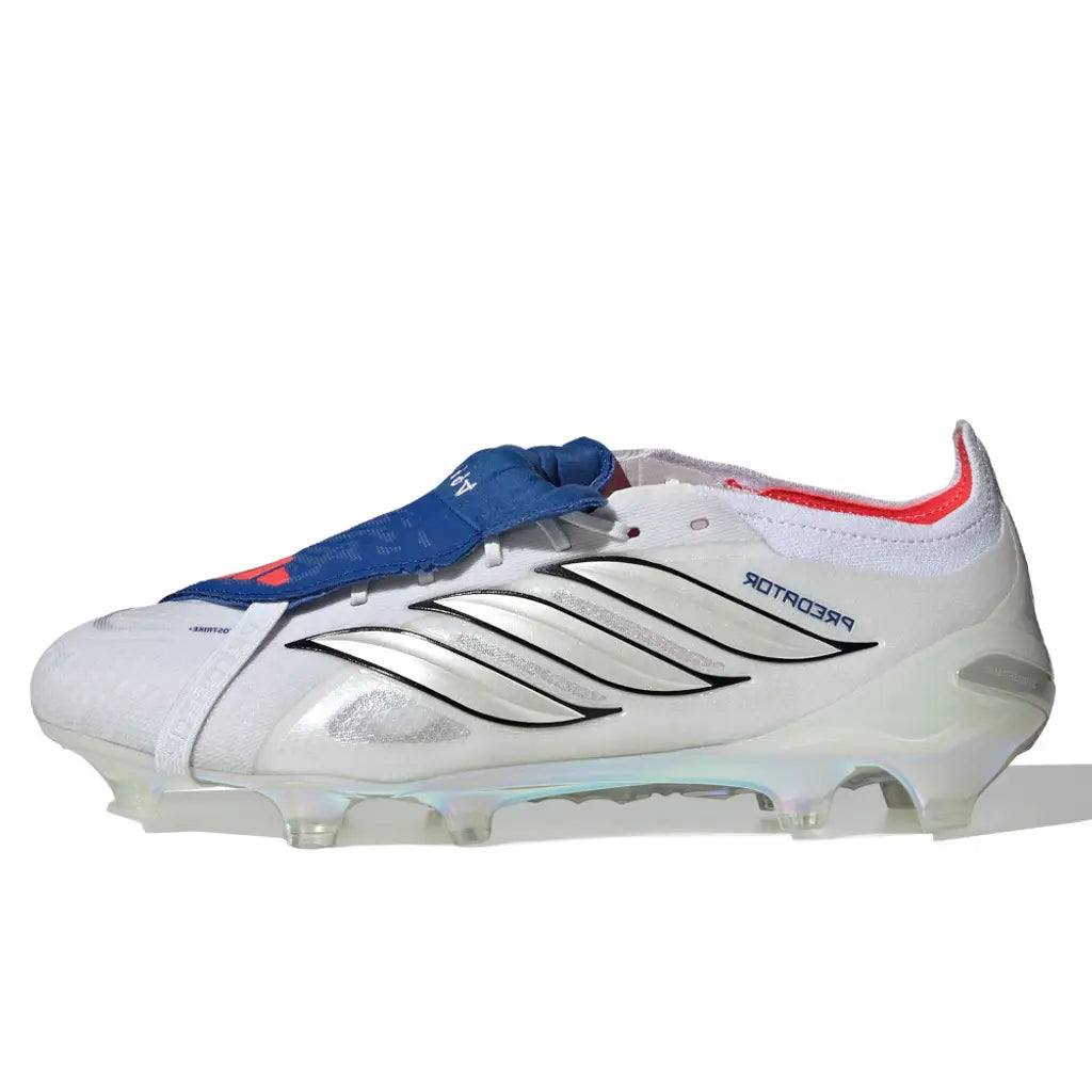 Jude Bellingham x adidas Predator Elite FT FG white soccer cleats on a white background, showcasing the Nike branding and sleek design.
