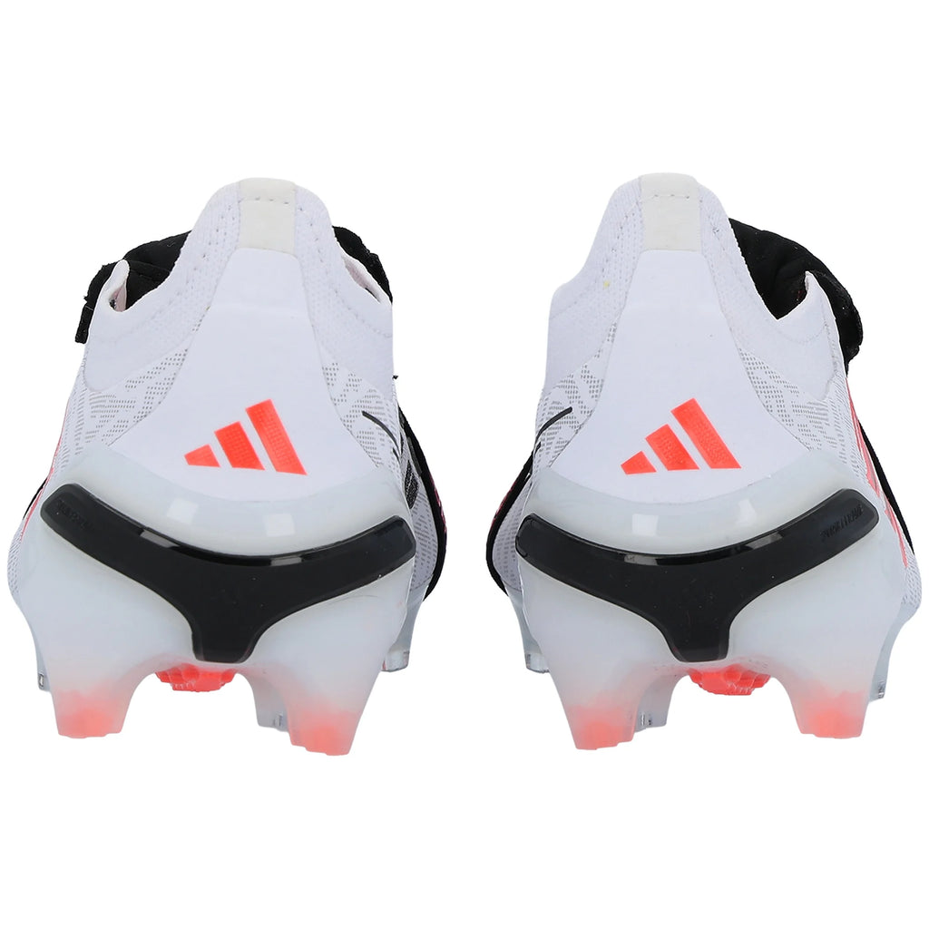 White adidas Predator Elite FT FG soccer cleats with solar turbo and black accents, designed for optimal grip and performance.