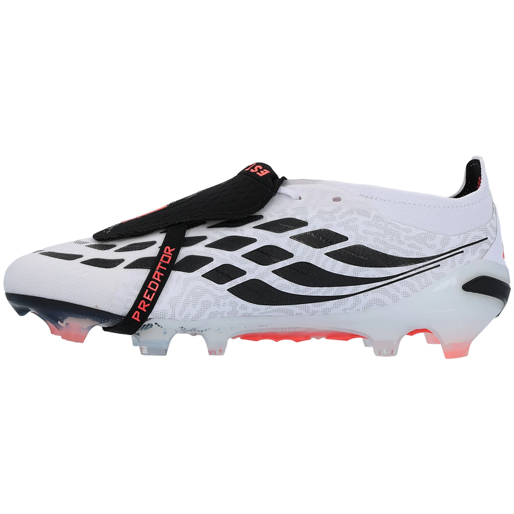 adidas Predator Elite FT FG white soccer cleats with solar turbo and black accents, designed for optimal grip and performance on the field